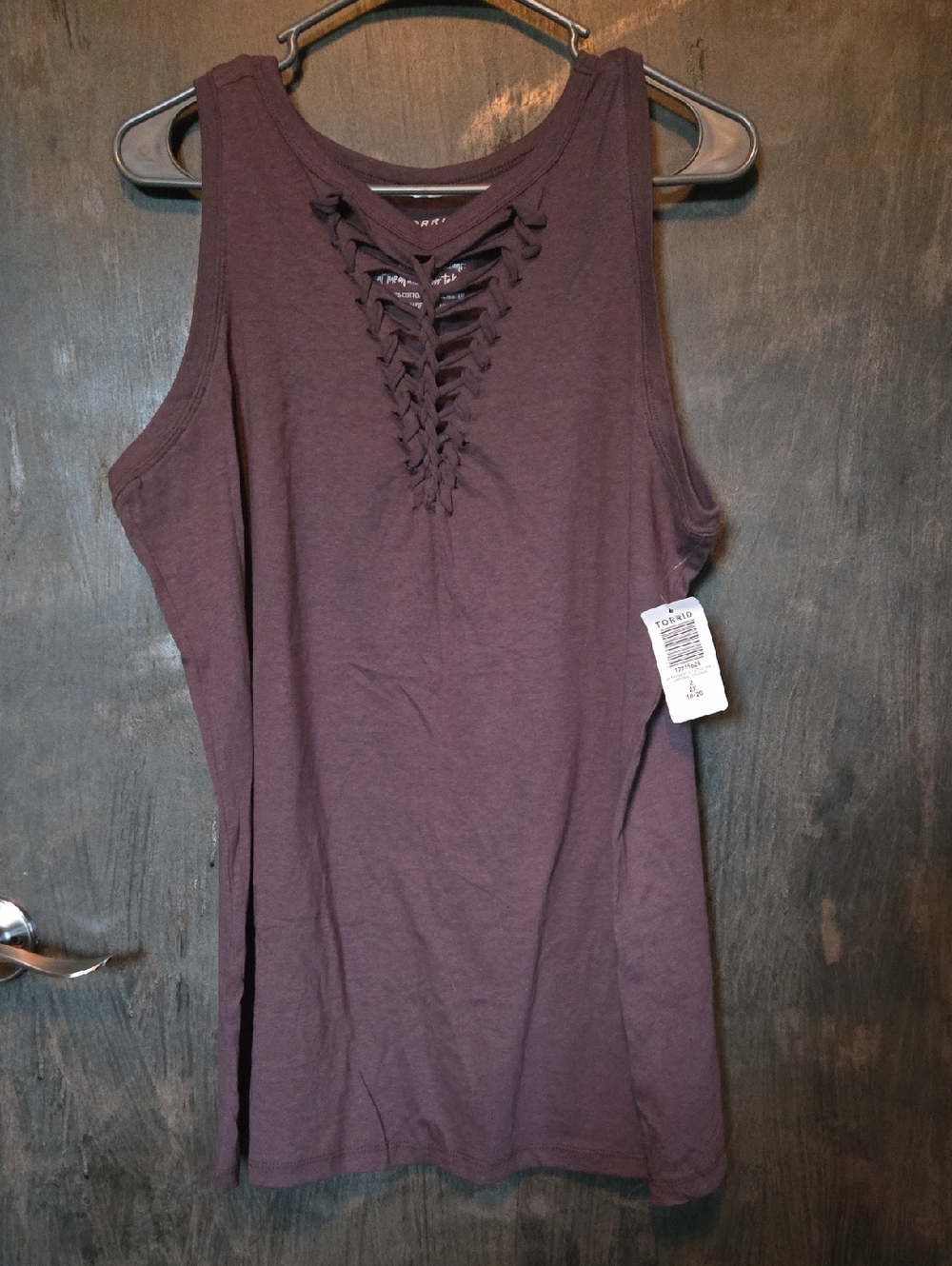 torrid Plum Lace-Up Sleeveless Tank